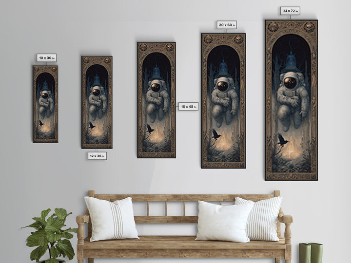 The Astronaut Ghost, Surreal Apocalyptic Art, Tall Narrow Wall Art, Gothic Horror Wall Art, Framed Canvas Print, Halloween Wall Art