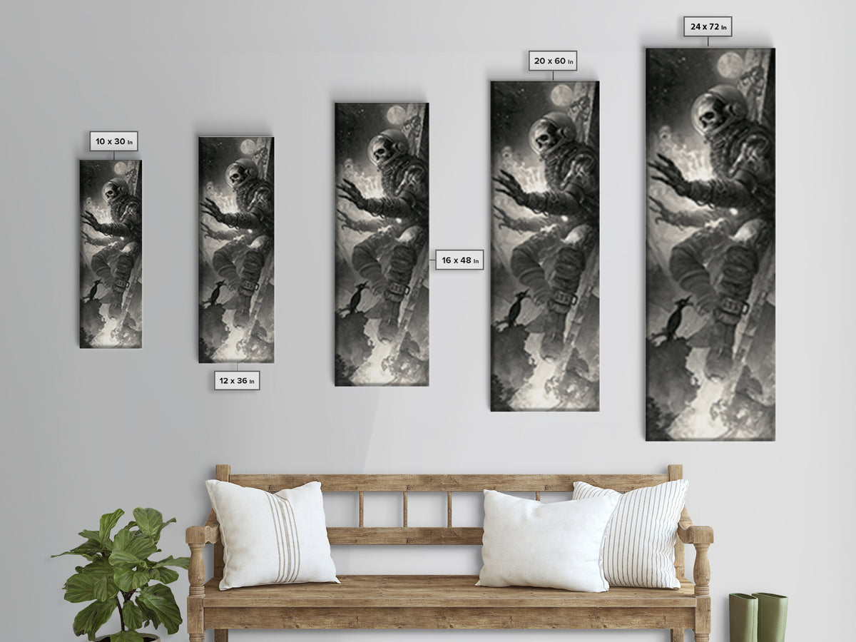 The Astronaut Ghost, Biomechanical Horror Art, Tall Narrow Wall Art, Gothic Horror Wall Art, Canvas Print, Halloween Wall Art