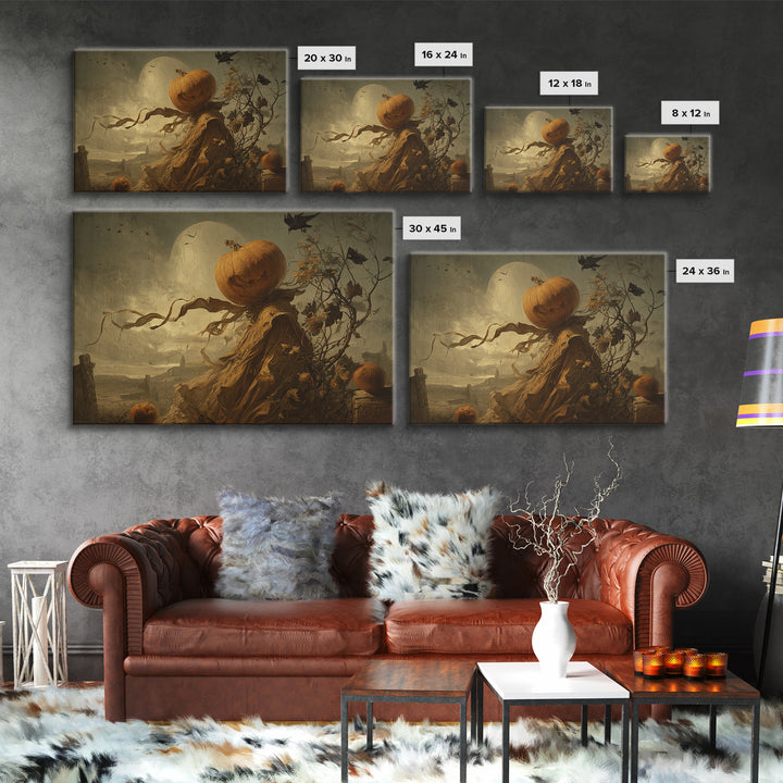 The Alien Pumpkin Patch, Romantic Gothic Landscape, Landscape Wall Art, Dark Halloween Decor, Canvas Print, Halloween Wall Art