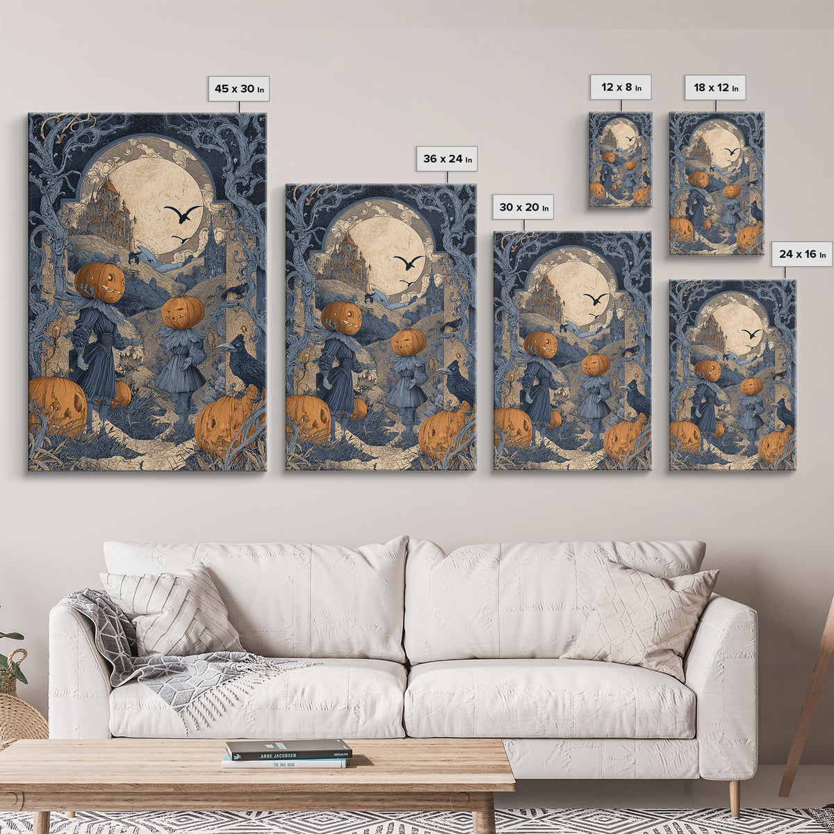 The Alien Pumpkin Patch, Victorian Macabre Art, Vertical Wall Art, Macabre Wall Art, Canvas Print, Halloween Wall Art, Gothic Home Decor