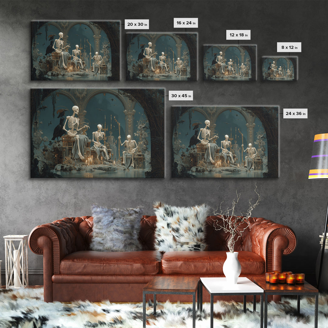 The Biomechanical Skeleton, Symbolist Gothic Landscape, Landscape Wall Art, Dark Fantasy Wall Art, Canvas Print, Halloween Wall Art