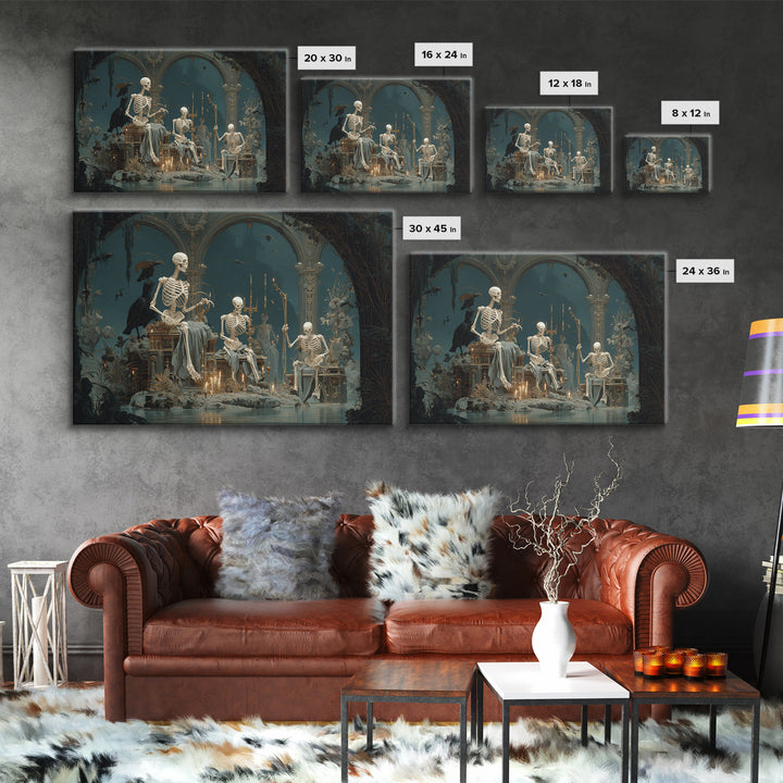 The Biomechanical Skeleton, Symbolist Gothic Landscape, Landscape Wall Art, Dark Fantasy Wall Art, Canvas Print, Halloween Wall Art