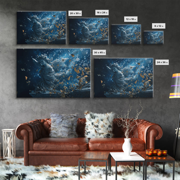 The Underwater Graveyard, Visionary Gothic Art, Landscape Wall Art, Dark Halloween Decor, Canvas Print, Halloween Wall Art