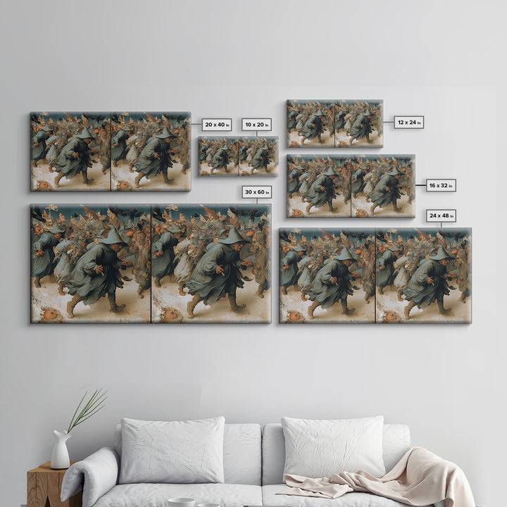 Desert Halloween, Northern Renaissance Horror, Wide Panoramic Art, Macabre Wall Art, Framed Canvas Print, Halloween Wall Art