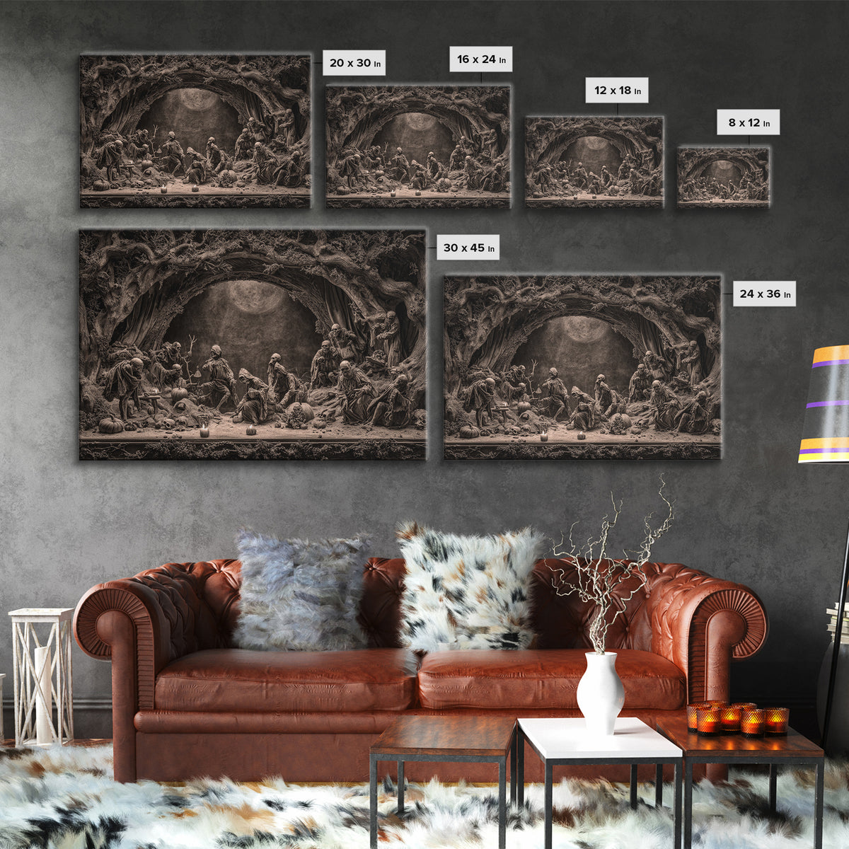 Desert Halloween, Baroque Witchcraft Art, Landscape Wall Art, Gothic Horror Wall Art, Canvas Print, Halloween Wall Art