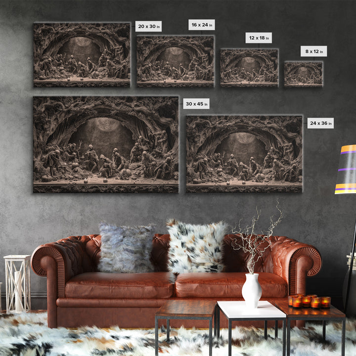 Desert Halloween, Baroque Witchcraft Art, Landscape Wall Art, Gothic Horror Wall Art, Canvas Print, Halloween Wall Art
