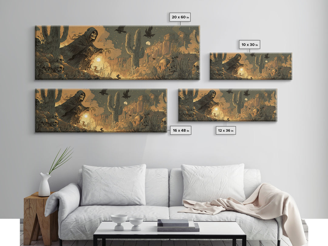 Desert Halloween, Dark Romantic Horror Art, Extra Wide Wall Art, Gothic Horror Wall Art, Canvas Print, Halloween Wall Art