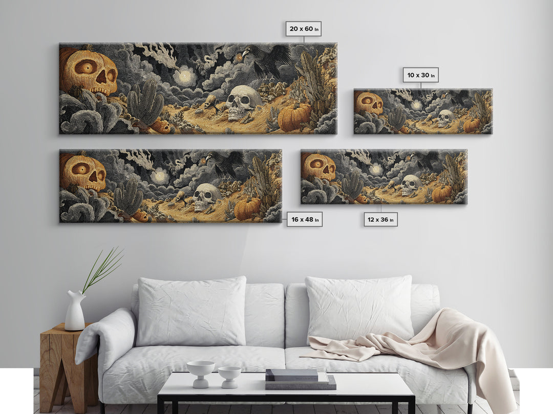 Desert Halloween, Visionary Gothic Art, Extra Wide Wall Art, Gothic Horror Wall Art, Canvas Print, Halloween Wall Art