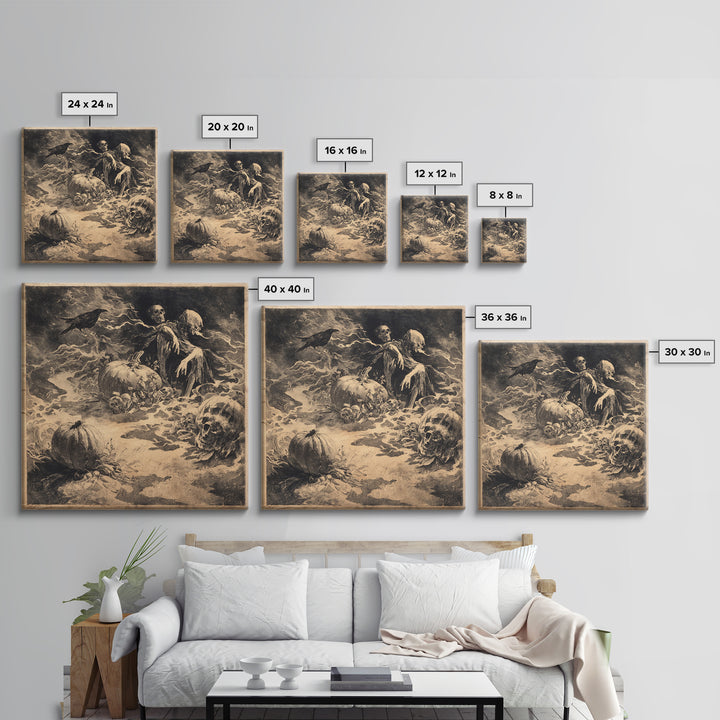 Desert Halloween, Symbolist Dream Art, Square Wall Art, Macabre Wall Art, Framed Canvas Print, Halloween Wall Art, Gothic Home Decor