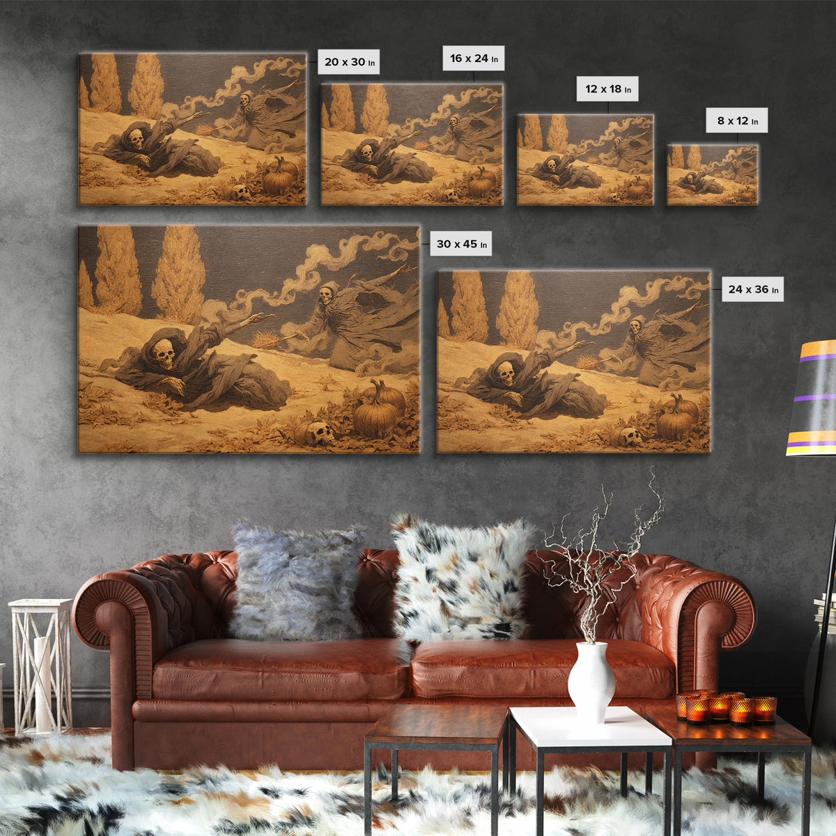 Desert Halloween, Symbolist Gothic Landscape, Landscape Wall Art, Dark Fantasy Wall Art, Framed Canvas Print, Halloween Wall Art