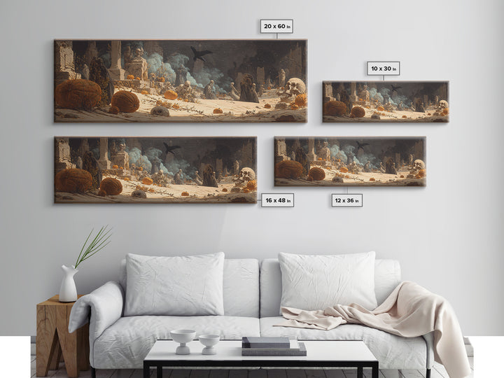 Desert Halloween, Ornate Symbolist Art, Extra Wide Wall Art, Gothic Horror Wall Art, Canvas Print, Halloween Wall Art