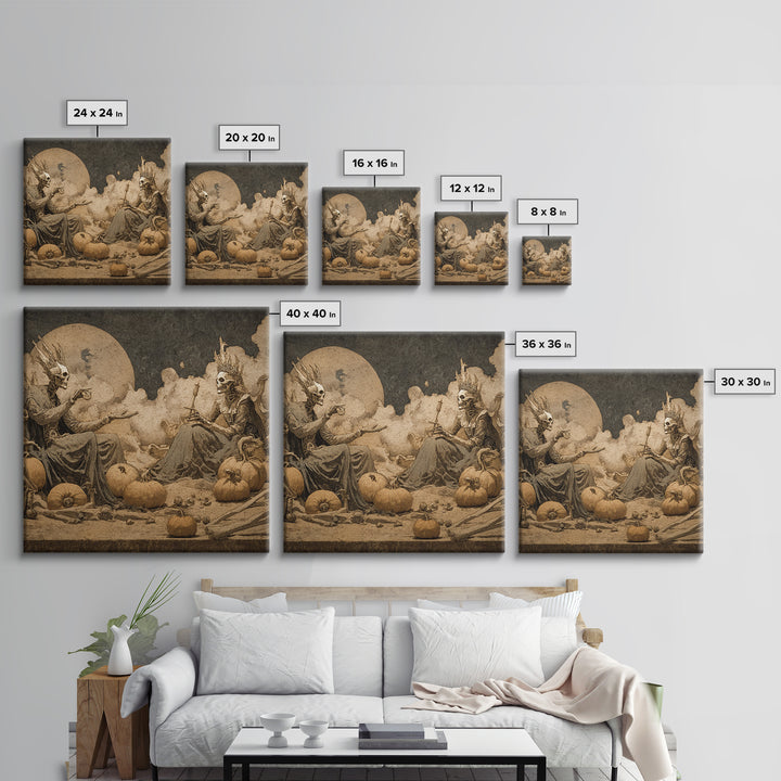 Desert Halloween, Dark Symbolist Art, Square Wall Art, Gothic Horror Wall Art, Framed Canvas Print, Halloween Wall Art
