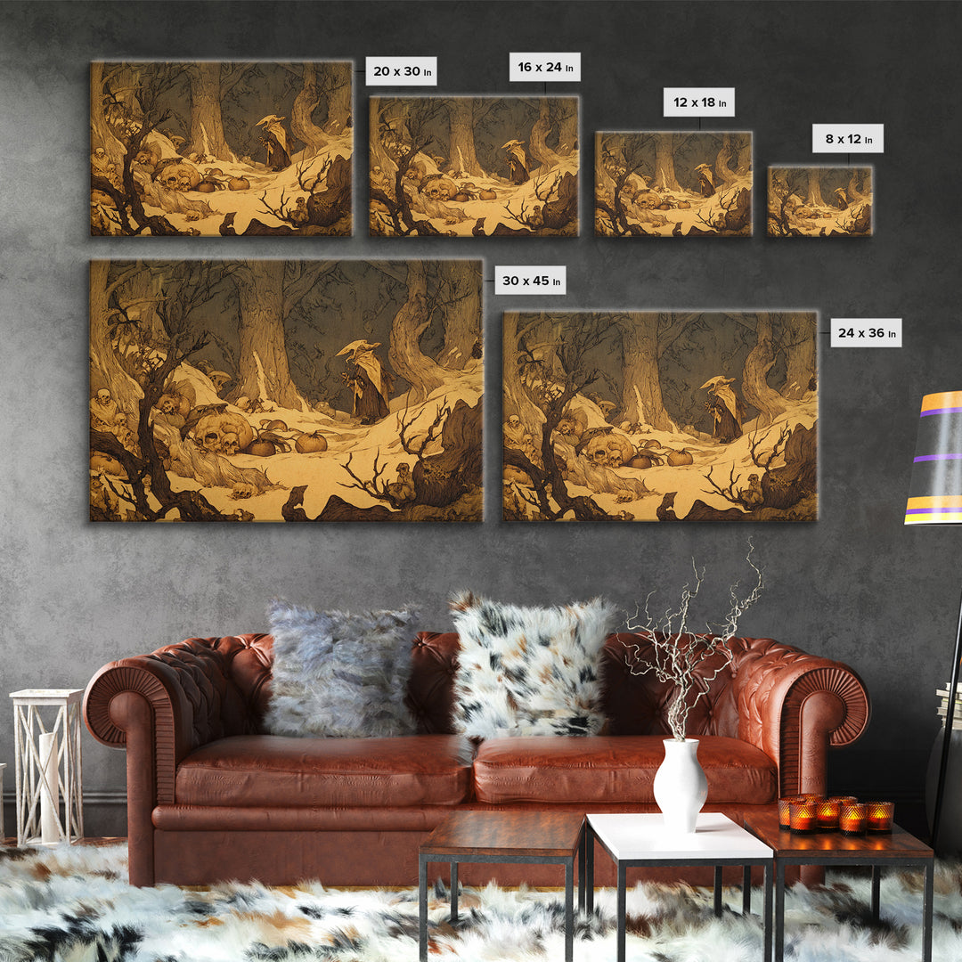 Desert Halloween, Gothic Storybook Art, Landscape Wall Art, Gothic Horror Wall Art, Canvas Print, Halloween Wall Art, Halloween Decor