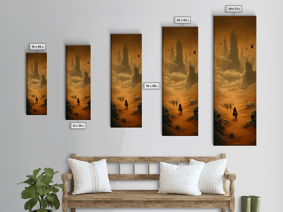 Desert Halloween, Surreal Apocalyptic Art, Tall Narrow Wall Art, Macabre Wall Art, Canvas Print, Halloween Wall Art