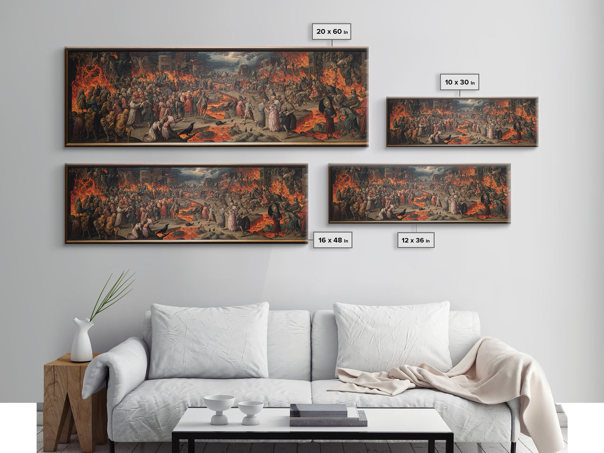 The Volcanic Demon Festival, Danse Macabre Art, Extra Wide Wall Art, Gothic Horror Wall Art, Canvas Print
