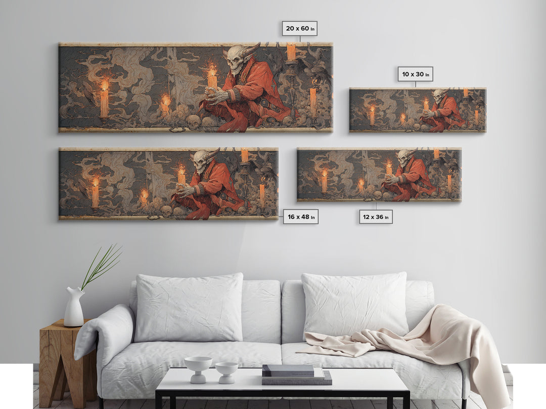 The Volcanic Demon Festival, Decadent Gothic Art, Extra Wide Wall Art, Macabre Wall Art, Canvas Print, Halloween Wall Art