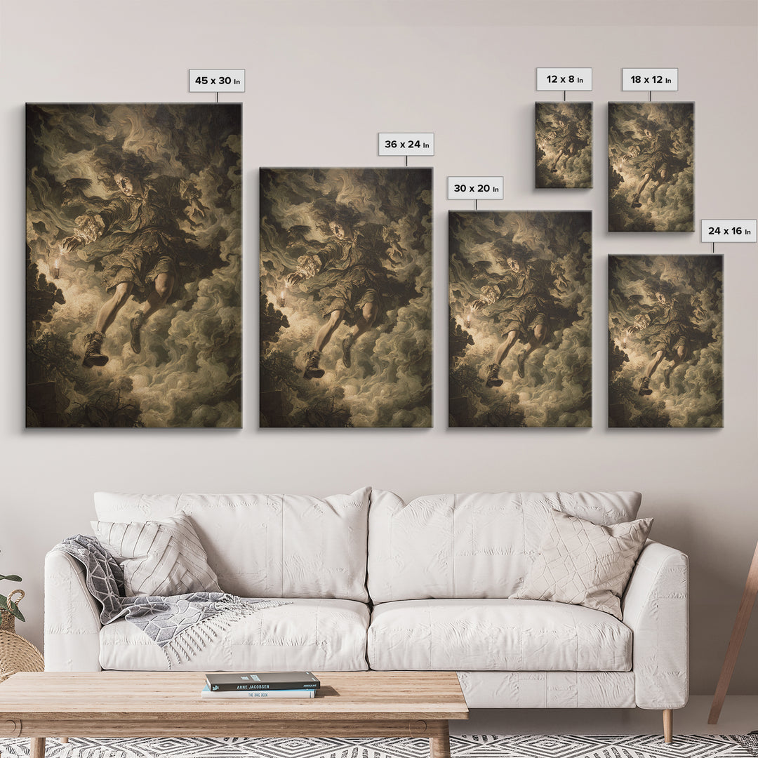 The Clockwork Haunted House, Baroque Witchcraft Art, Vertical Wall Art, Dark Fantasy Wall Art, Framed Canvas Print, Halloween Wall Art