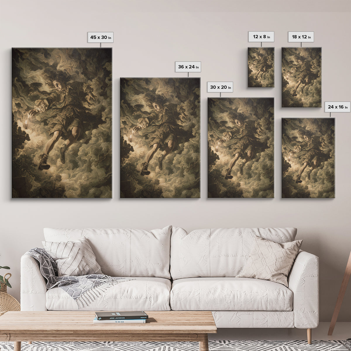 The Clockwork Haunted House, Baroque Witchcraft Art, Vertical Wall Art, Dark Fantasy Wall Art, Framed Canvas Print, Halloween Wall Art