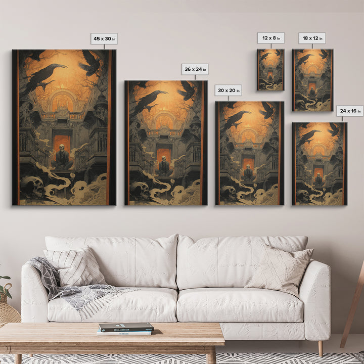 The Clockwork Haunted House, Decadent Gothic Art, Vertical Wall Art, Dark Fantasy Wall Art, Canvas Print, Halloween Wall Art
