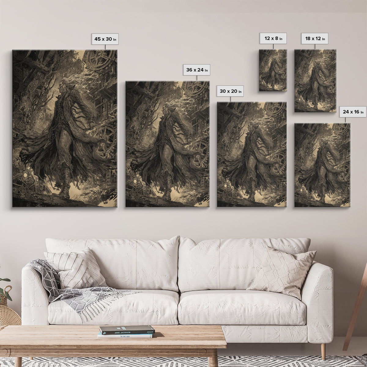 The Clockwork Haunted House, Gothic Storybook Art, Vertical Wall Art, Gothic Horror Wall Art, Canvas Print, Halloween Wall Art