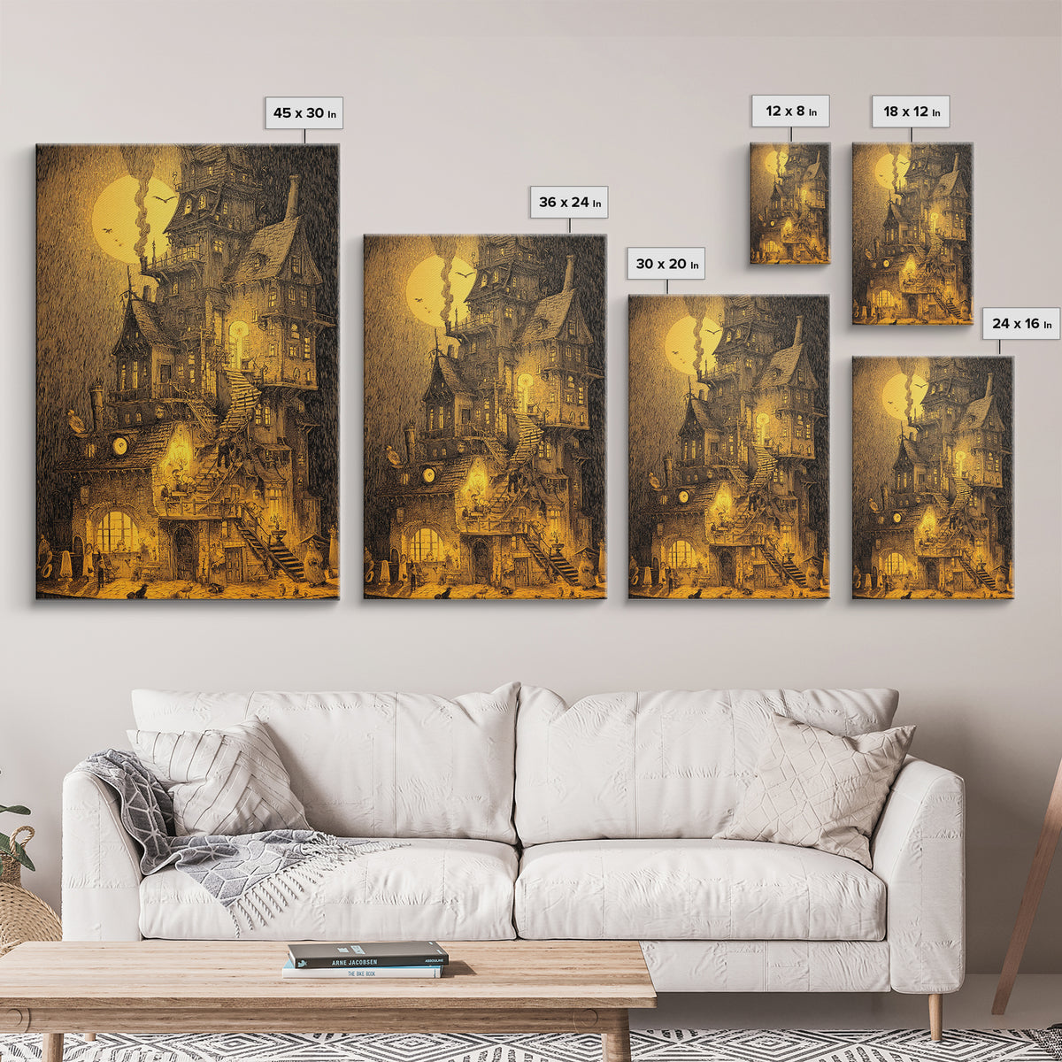 The Clockwork Haunted House, Victorian Macabre Art, Vertical Wall Art, Macabre Wall Art, Canvas Print, Halloween Wall Art