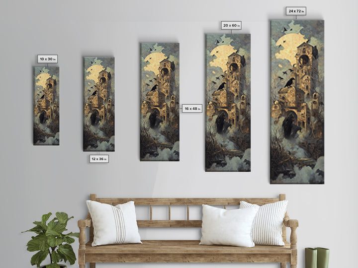 The Clockwork Haunted House, Surreal Apocalyptic Art, Tall Narrow Wall Art, Dark Fantasy Wall Art, Framed Canvas Print
