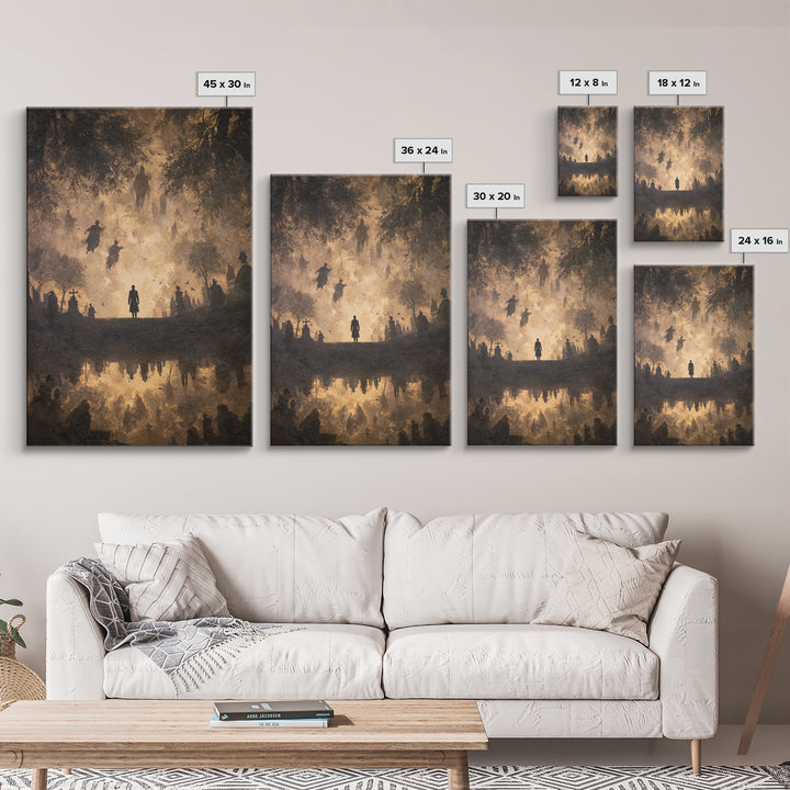 The Upside-Down Cemetery, Dark Romantic Horror Art, Vertical Wall Art, Macabre Wall Art, Framed Canvas Print, Halloween Wall Art