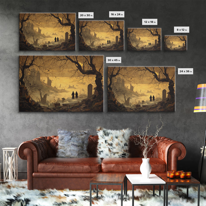 The Upside-Down Cemetery, Romantic Gothic Landscape, Landscape Wall Art, Dark Halloween Decor, Canvas Print, Halloween Wall Art