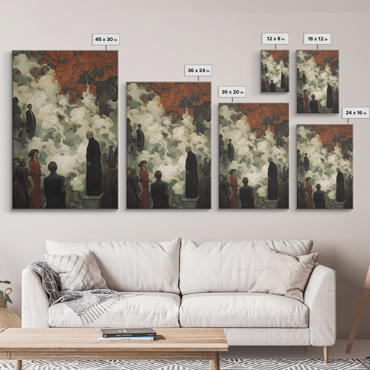 The Upside-Down Cemetery, Dark Symbolist Art, Vertical Wall Art, Gothic Horror Wall Art, Canvas Print, Halloween Wall Art