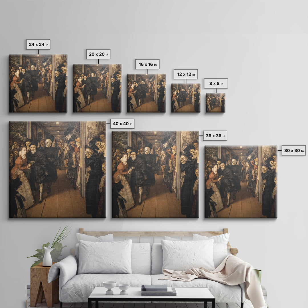 The Infinite Hallway, Danse Macabre Art, Square Wall Art, Dark Halloween Decor, Framed Canvas Print, Halloween Wall Art