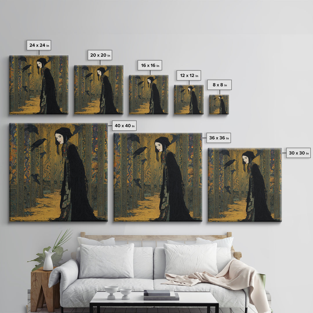 The Infinite Hallway, Stained Glass Gothic Art, Square Wall Art, Macabre Wall Art, Canvas Print, Halloween Wall Art, Collectible Wall Decor