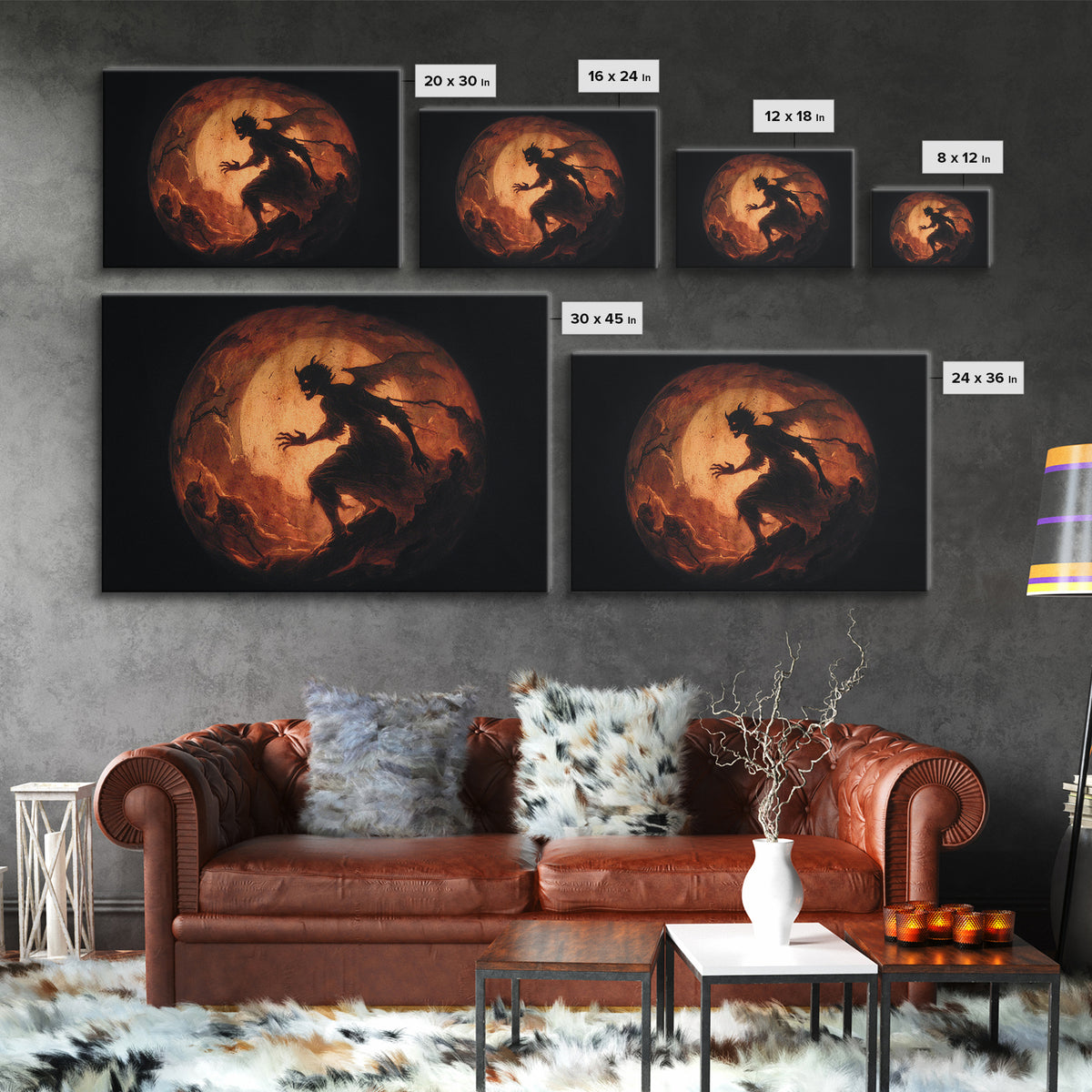 The Moon Inside A Pumpkin, Gothic Nightmare Art, Landscape Wall Art, Dark Halloween Decor, Canvas Print, Halloween Wall Art