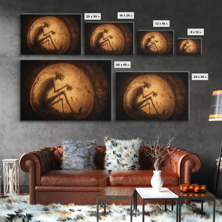 The Moon Inside A Pumpkin, Expressionist Nightmare Art, Landscape Wall Art, Dark Fantasy Wall Art, Canvas Print, Halloween Wall Art