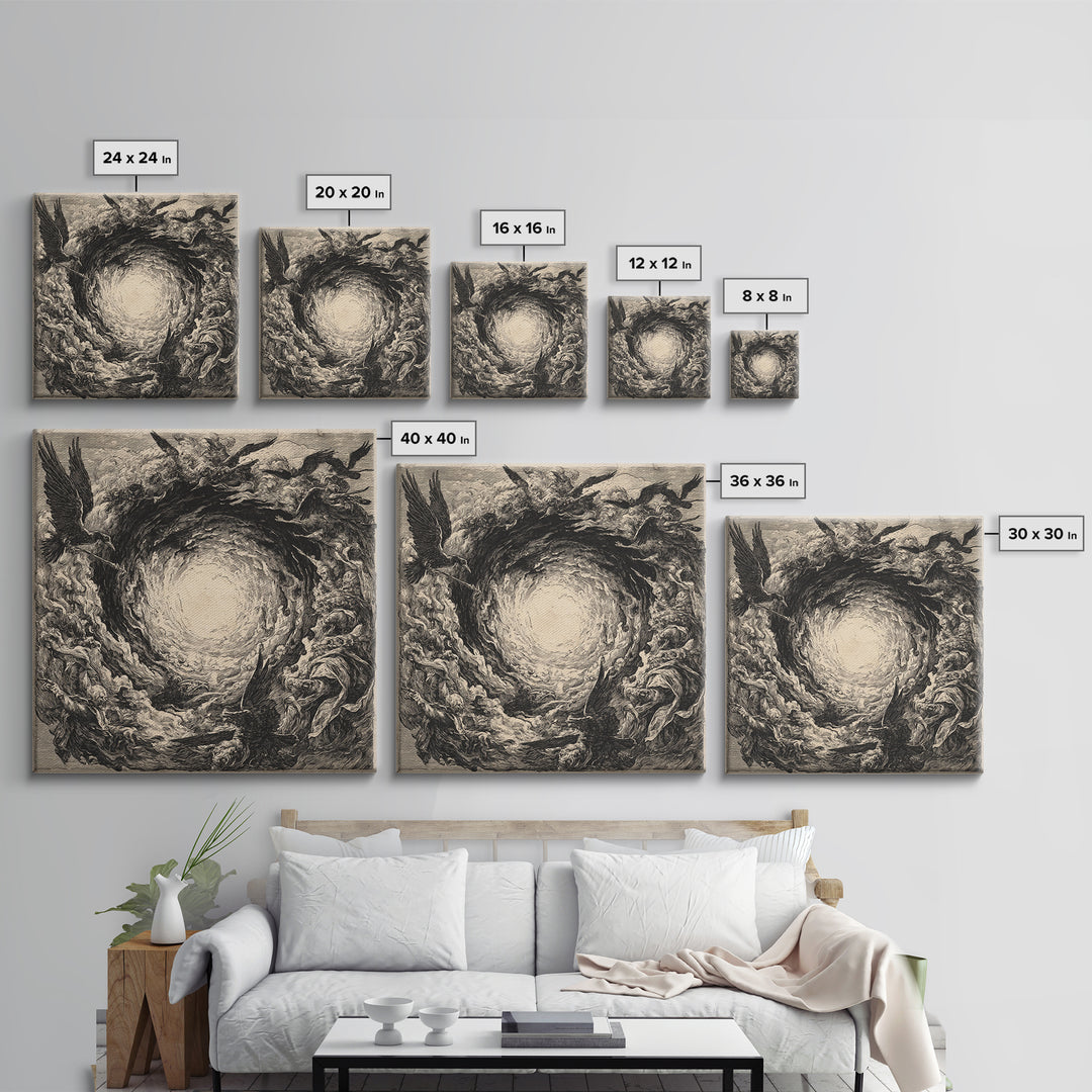 The Autumn-Leaf Ghost, Renaissance Engraving Art, Square Wall Art, Gothic Horror Wall Art, Canvas Print, Halloween Wall Art