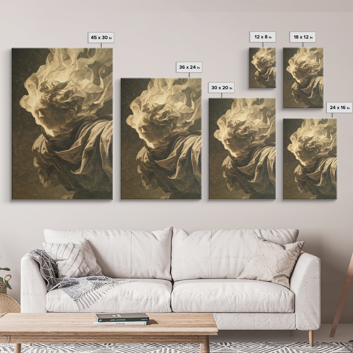 The Autumn-Leaf Ghost, Gothic Nightmare Art, Vertical Wall Art, Gothic Horror Wall Art, Framed Canvas Print, Halloween Wall Art