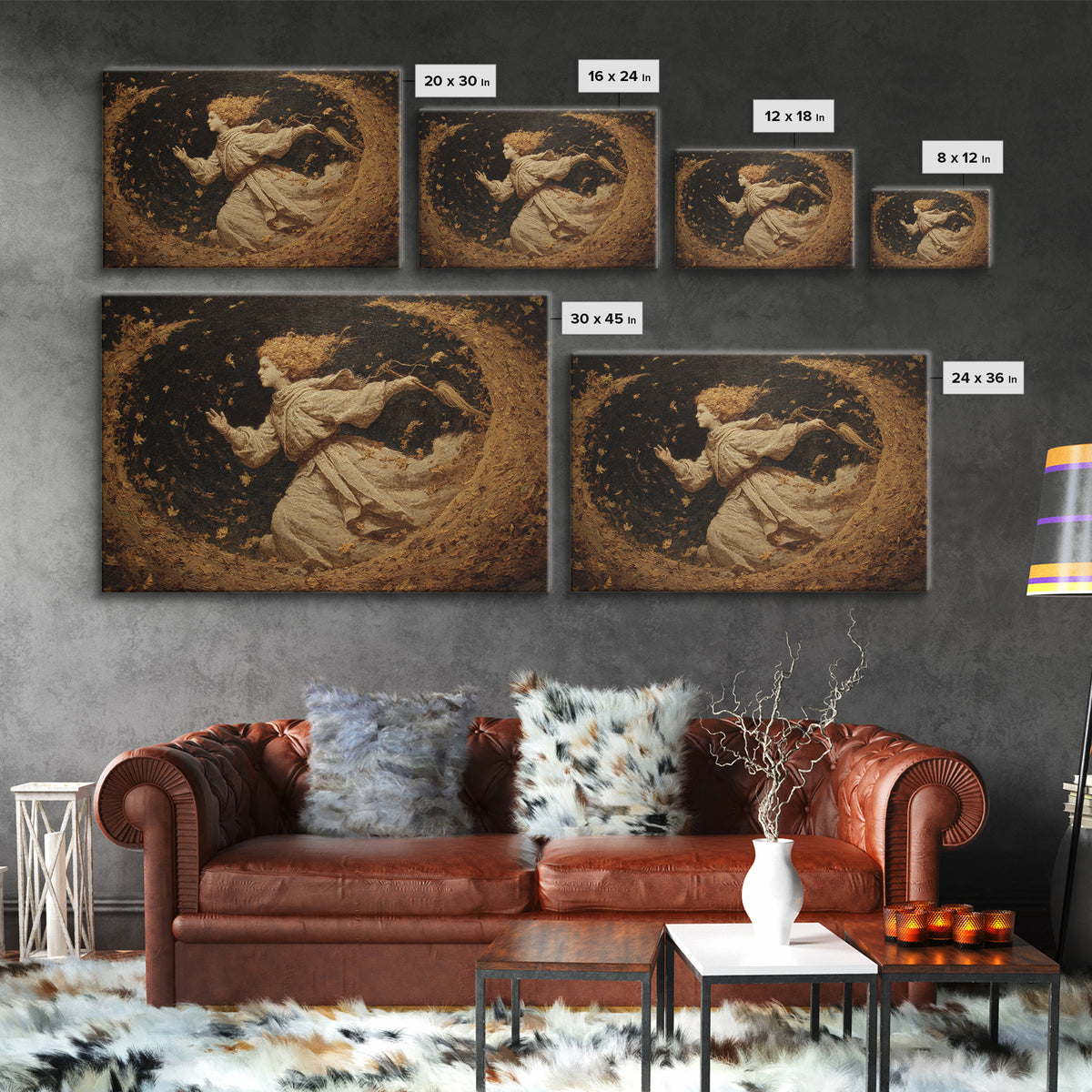 The Autumn-Leaf Ghost, Symbolist Gothic Landscape, Landscape Wall Art, Dark Fantasy Wall Art, Canvas Print, Halloween Wall Art