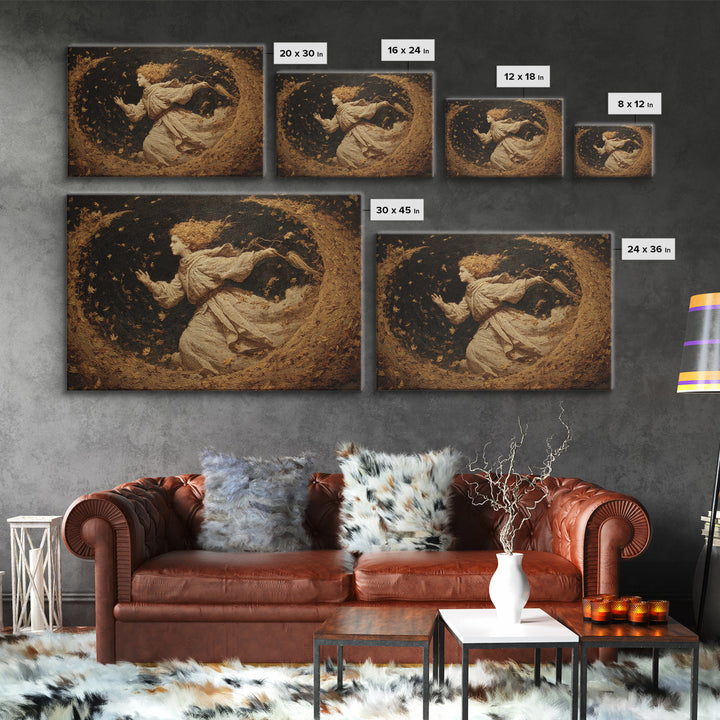 The Autumn-Leaf Ghost, Symbolist Gothic Landscape, Landscape Wall Art, Dark Fantasy Wall Art, Canvas Print, Halloween Wall Art