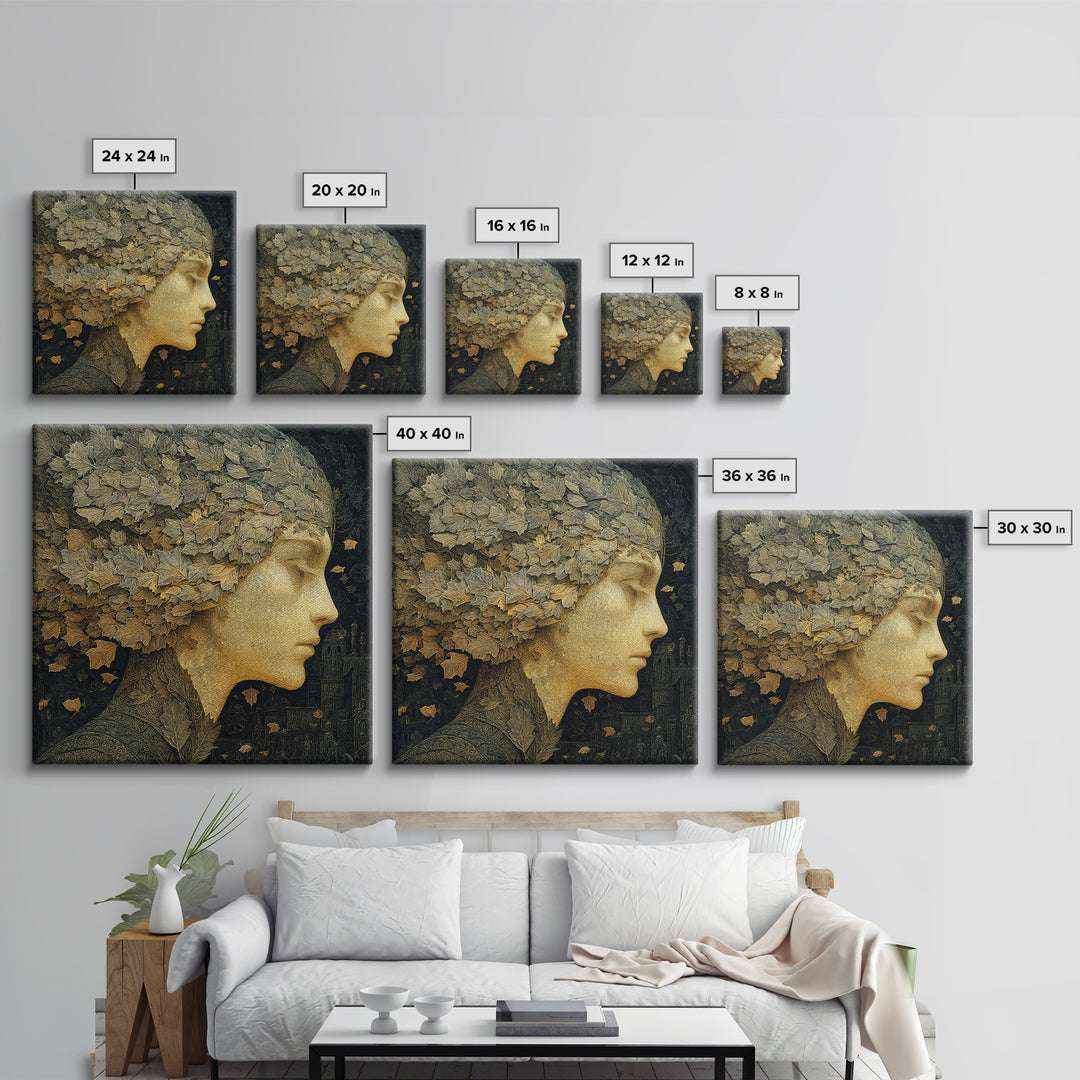 The Autumn-Leaf Ghost, Symbolist Death Art, Square Wall Art, Macabre Wall Art, Framed Canvas Print, Halloween Wall Art