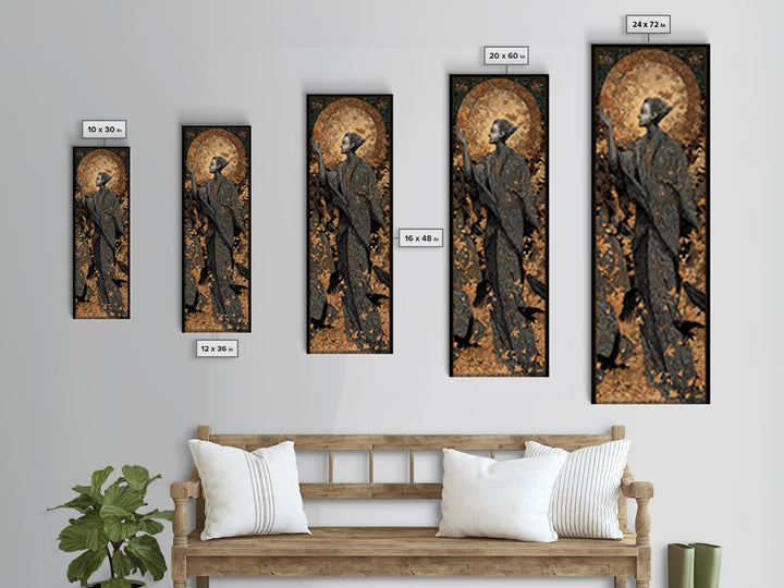 The Autumn-Leaf Ghost, Stained Glass Gothic Art, Tall Narrow Wall Art, Dark Fantasy Wall Art, Canvas Print, Halloween Wall Art