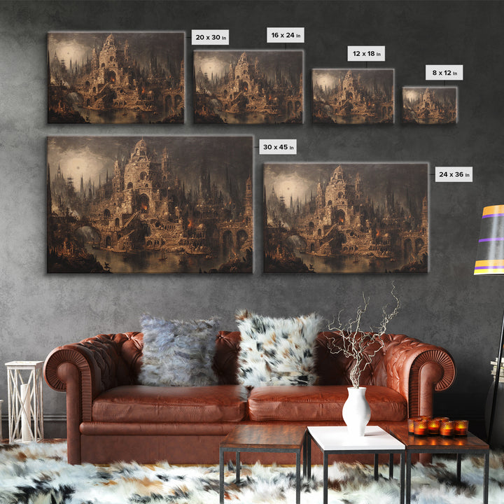 The Cathedral Of Bones, Symbolist Gothic Landscape, Landscape Wall Art, Macabre Wall Art, Canvas Print, Halloween Wall Art