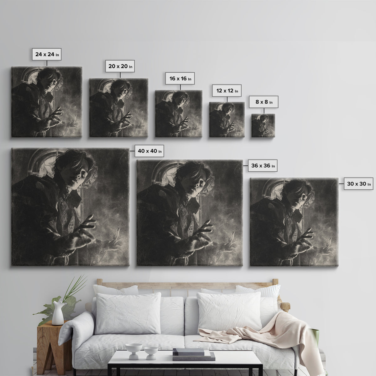 The Cathedral Of Bones, Dark Symbolist Art, Square Wall Art, Dark Fantasy Wall Art, Canvas Print, Halloween Wall Art