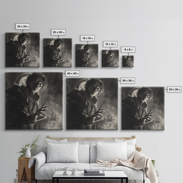 The Cathedral Of Bones, Dark Symbolist Art, Square Wall Art, Dark Fantasy Wall Art, Canvas Print, Halloween Wall Art