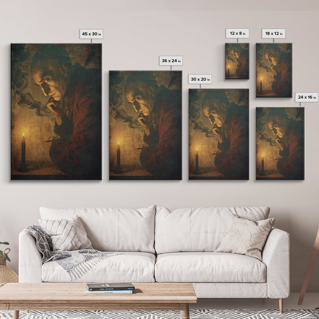 The Town Where Shadows Live, Dark Renaissance Art, Vertical Wall Art, Gothic Horror Wall Art, Canvas Print, Halloween Wall Art