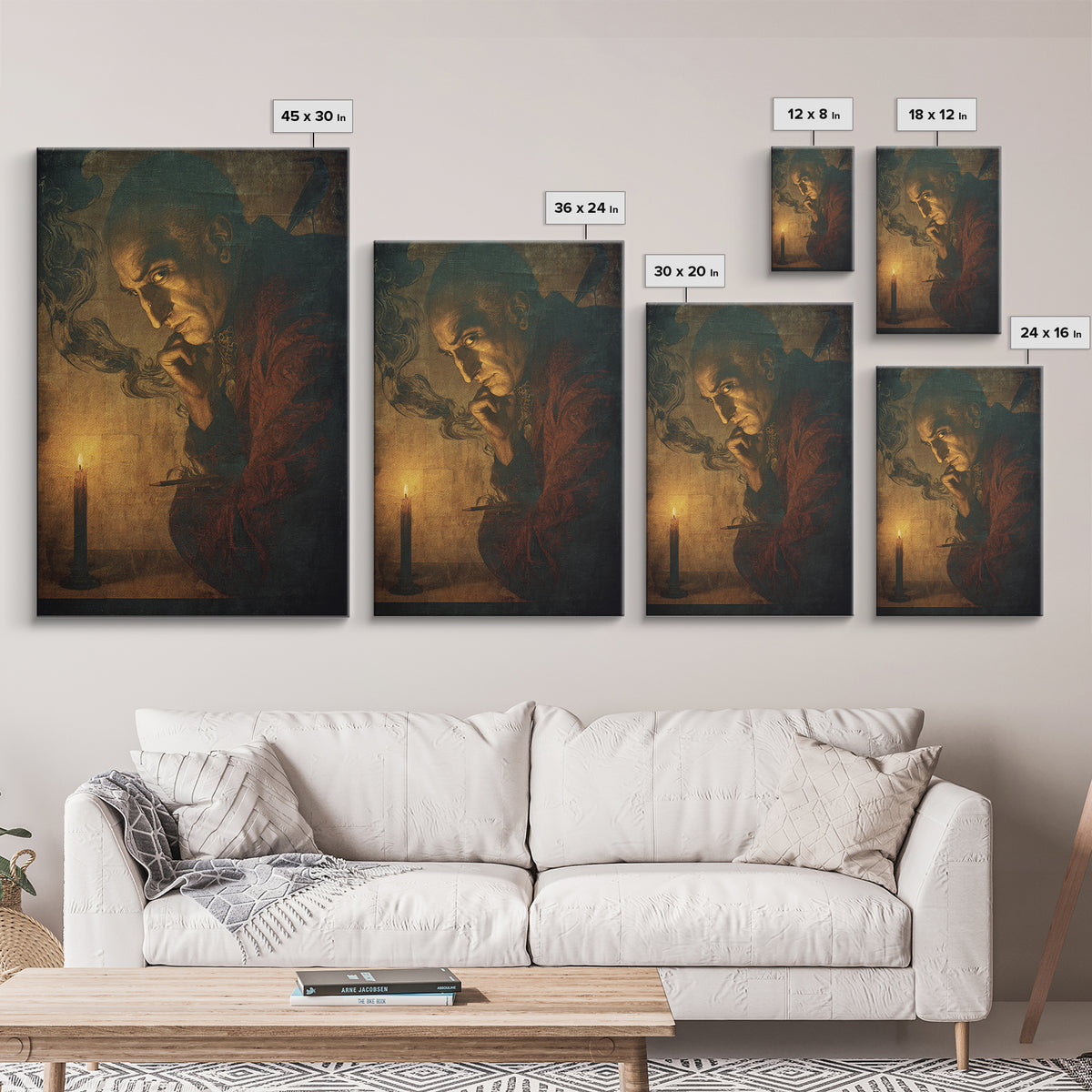 The Town Where Shadows Live, Dark Renaissance Art, Vertical Wall Art, Gothic Horror Wall Art, Canvas Print, Halloween Wall Art