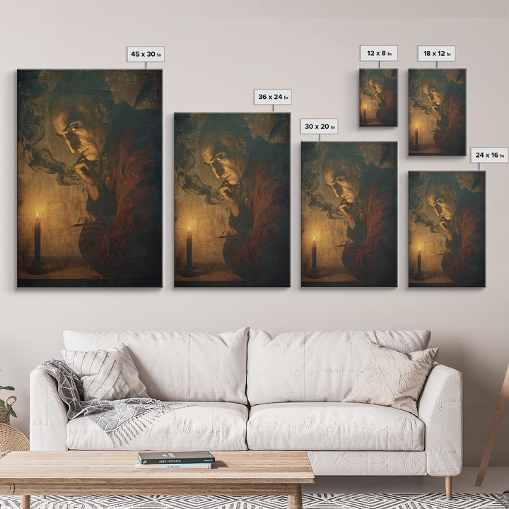 The Town Where Shadows Live, Dark Renaissance Art, Vertical Wall Art, Gothic Horror Wall Art, Canvas Print, Halloween Wall Art
