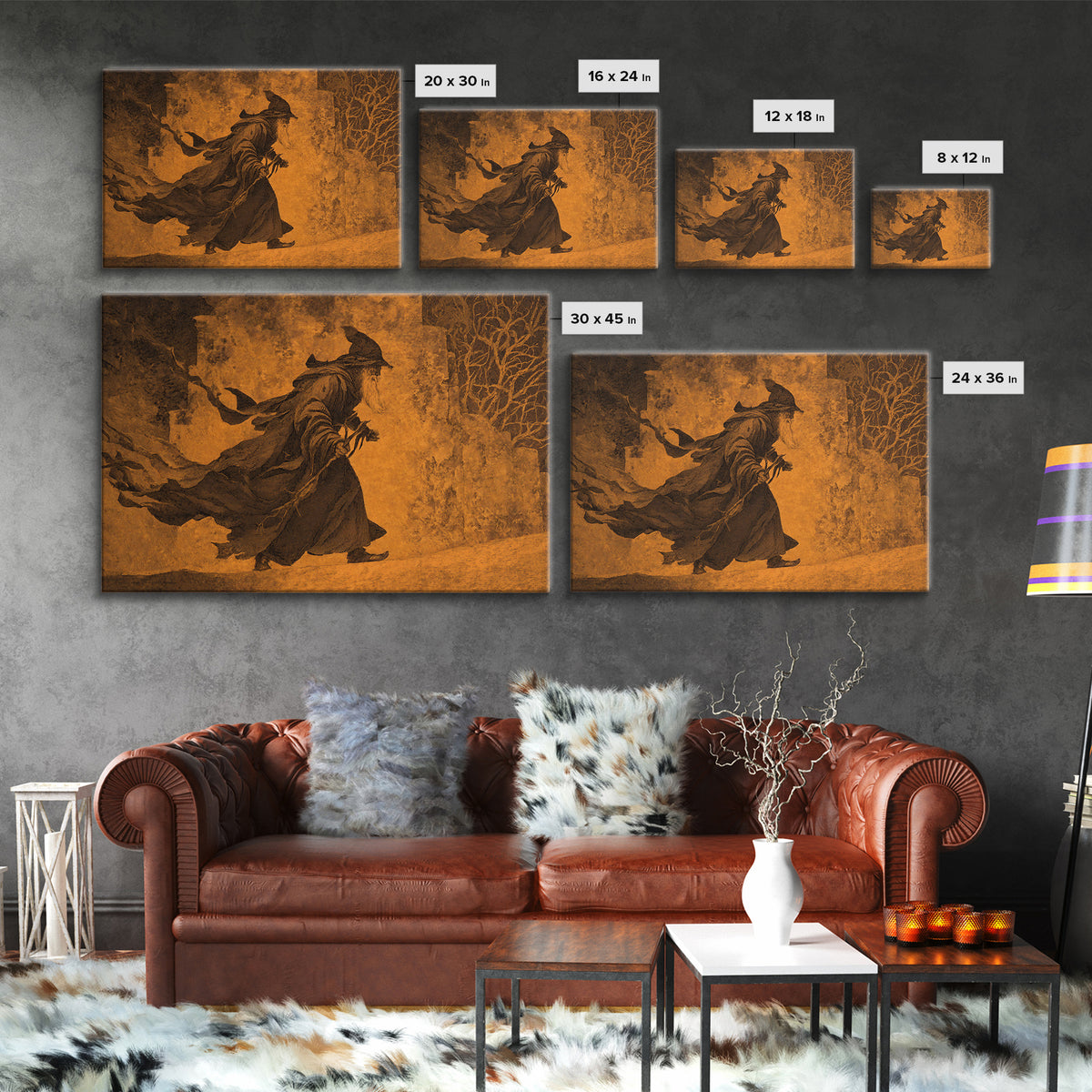 The Town Where Shadows Live, Baroque Witchcraft Art, Landscape Wall Art, Gothic Horror Wall Art, Framed Canvas Print, Halloween Wall Art