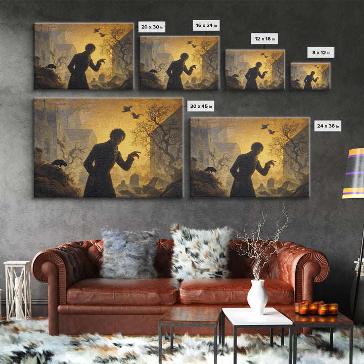 The Town Where Shadows Live, Romantic Gothic Landscape, Landscape Wall Art, Gothic Horror Wall Art, Framed Canvas Print