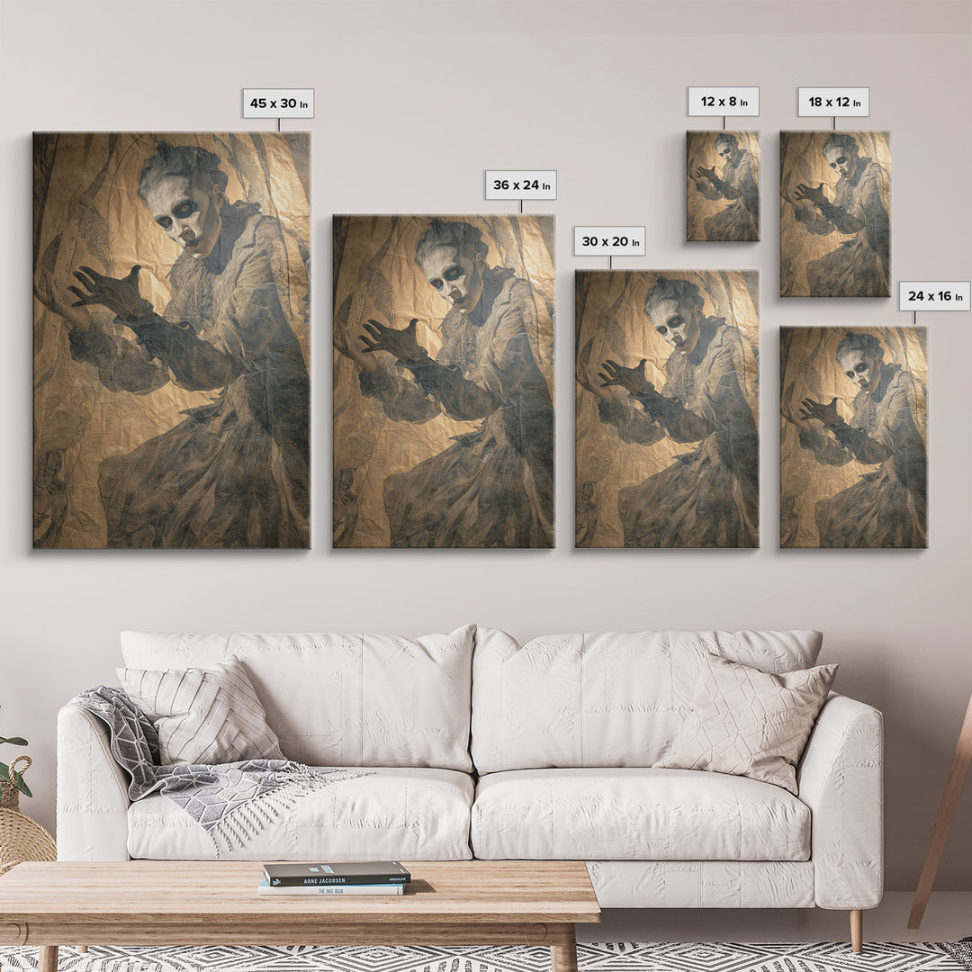 The Town Where Shadows Live, Decadent Gothic Art, Vertical Wall Art, Gothic Horror Wall Art, Framed Canvas Print, Halloween Wall Art
