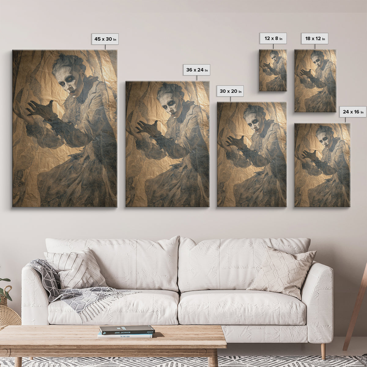 The Town Where Shadows Live, Decadent Gothic Art, Vertical Wall Art, Gothic Horror Wall Art, Framed Canvas Print, Halloween Wall Art
