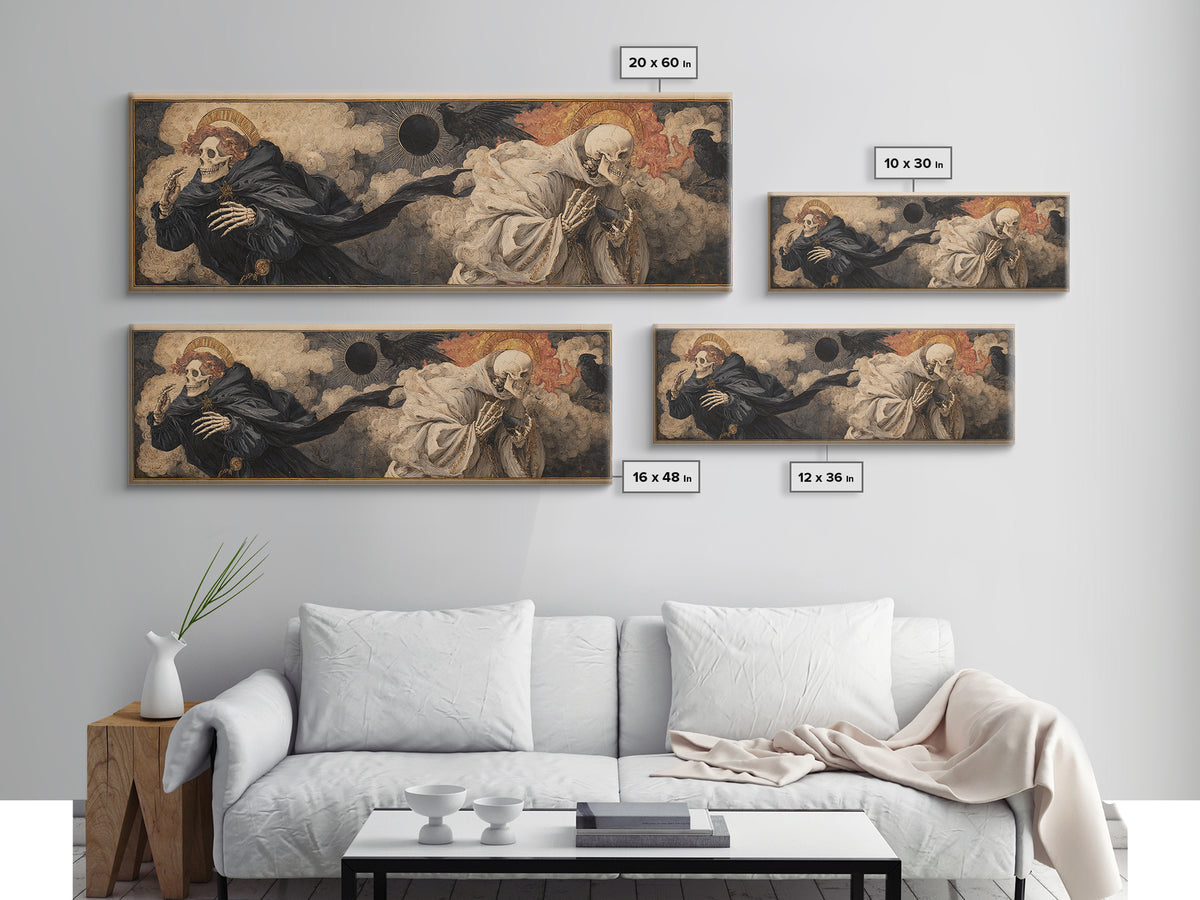 The Eclipse Summoning, Danse Macabre Art, Extra Wide Wall Art, Dark Fantasy Wall Art, Framed Canvas Print